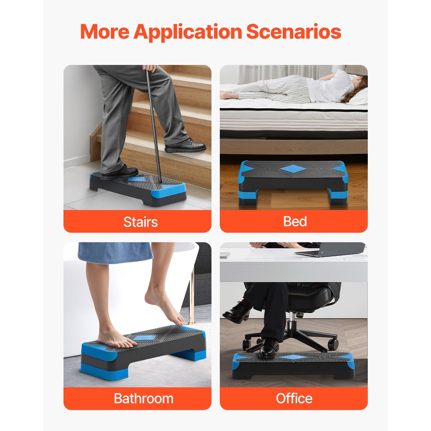 Aerobic Exercise Step Platform Height Adjustable Workout Stepper 4 Riser Blue_voghion.com
